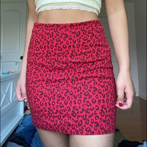 Red cheetah print skirt